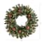 24" White LED Frosted Christmas Wreath with Ornaments & Berries
